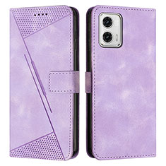 Leather Case Stands Flip Cover Holder Y07X for Motorola Moto G73 5G Purple
