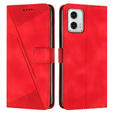 Leather Case Stands Flip Cover Holder Y07X for Motorola Moto G73 5G Red