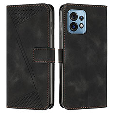 Leather Case Stands Flip Cover Holder Y07X for Motorola Moto X40 5G Black