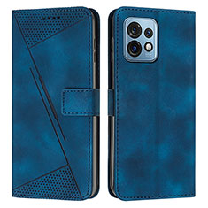 Leather Case Stands Flip Cover Holder Y07X for Motorola Moto X40 5G Blue