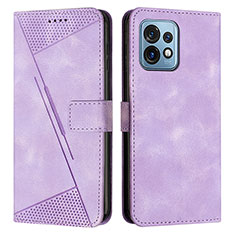 Leather Case Stands Flip Cover Holder Y07X for Motorola Moto X40 5G Purple