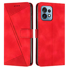 Leather Case Stands Flip Cover Holder Y07X for Motorola Moto X40 5G Red