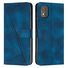 Leather Case Stands Flip Cover Holder Y07X for Nokia C02 Blue