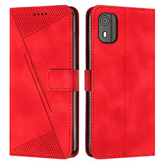 Leather Case Stands Flip Cover Holder Y07X for Nokia C02 Red