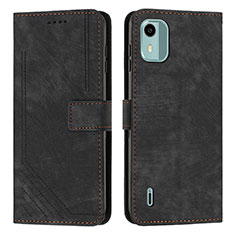 Leather Case Stands Flip Cover Holder Y07X for Nokia C12 Plus Black