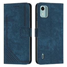 Leather Case Stands Flip Cover Holder Y07X for Nokia C12 Pro Blue