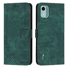 Leather Case Stands Flip Cover Holder Y07X for Nokia C12 Pro Green