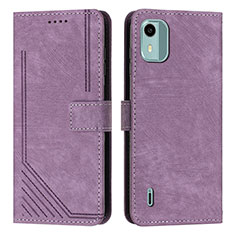 Leather Case Stands Flip Cover Holder Y07X for Nokia C12 Pro Purple