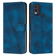 Leather Case Stands Flip Cover Holder Y07X for Nokia C22 Blue