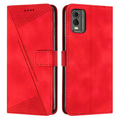 Leather Case Stands Flip Cover Holder Y07X for Nokia C32 Red