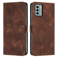 Leather Case Stands Flip Cover Holder Y07X for Nokia G22 Brown