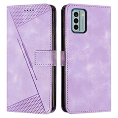 Leather Case Stands Flip Cover Holder Y07X for Nokia G22 Purple