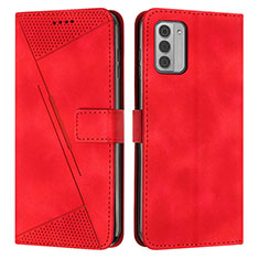 Leather Case Stands Flip Cover Holder Y07X for Nokia G42 5G Red