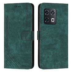 Leather Case Stands Flip Cover Holder Y07X for OnePlus 10 Pro 5G Green