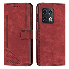 Leather Case Stands Flip Cover Holder Y07X for OnePlus 10 Pro 5G Red