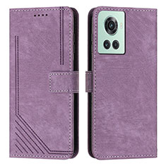 Leather Case Stands Flip Cover Holder Y07X for OnePlus 10R 5G Purple