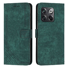 Leather Case Stands Flip Cover Holder Y07X for OnePlus 10T 5G Green