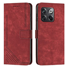 Leather Case Stands Flip Cover Holder Y07X for OnePlus 10T 5G Red