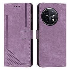 Leather Case Stands Flip Cover Holder Y07X for OnePlus 11 5G Purple