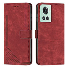 Leather Case Stands Flip Cover Holder Y07X for OnePlus Ace 5G Red