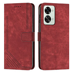 Leather Case Stands Flip Cover Holder Y07X for OnePlus Nord 2T 5G Red