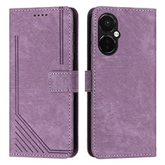 Leather Case Stands Flip Cover Holder Y07X for OnePlus Nord CE 3 Lite 5G Purple