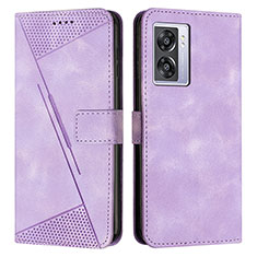 Leather Case Stands Flip Cover Holder Y07X for OnePlus Nord N300 5G Purple