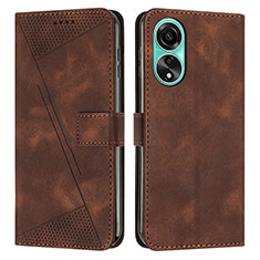 Leather Case Stands Flip Cover Holder Y07X for Oppo A18 Brown