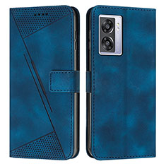 Leather Case Stands Flip Cover Holder Y07X for Oppo A77 5G Blue