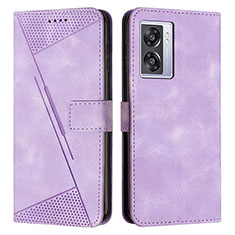 Leather Case Stands Flip Cover Holder Y07X for Oppo A77 5G Purple
