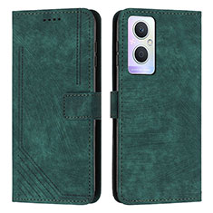 Leather Case Stands Flip Cover Holder Y07X for Oppo A96 5G Green