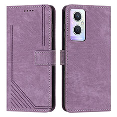 Leather Case Stands Flip Cover Holder Y07X for Oppo A96 5G Purple