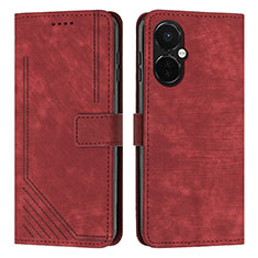 Leather Case Stands Flip Cover Holder Y07X for Oppo K11x 5G Red