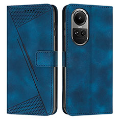 Leather Case Stands Flip Cover Holder Y07X for Oppo Reno10 Pro 5G Blue