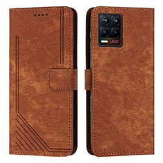 Leather Case Stands Flip Cover Holder Y07X for Realme 8 4G Brown