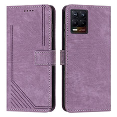 Leather Case Stands Flip Cover Holder Y07X for Realme 8 4G Purple