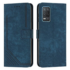 Leather Case Stands Flip Cover Holder Y07X for Realme 8 5G Blue