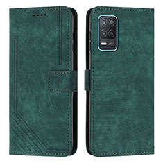 Leather Case Stands Flip Cover Holder Y07X for Realme 8 5G Green