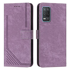 Leather Case Stands Flip Cover Holder Y07X for Realme 8s 5G Purple