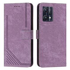 Leather Case Stands Flip Cover Holder Y07X for Realme 9 4G Purple