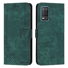 Leather Case Stands Flip Cover Holder Y07X for Realme 9 5G India Green