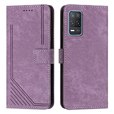 Leather Case Stands Flip Cover Holder Y07X for Realme 9 5G India Purple