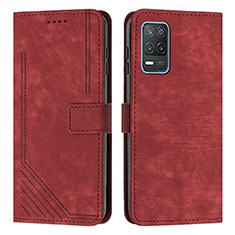 Leather Case Stands Flip Cover Holder Y07X for Realme 9 5G India Red