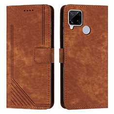 Leather Case Stands Flip Cover Holder Y07X for Realme C12 Brown