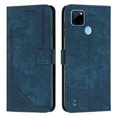 Leather Case Stands Flip Cover Holder Y07X for Realme C25Y Blue