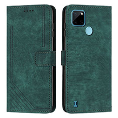 Leather Case Stands Flip Cover Holder Y07X for Realme C25Y Green