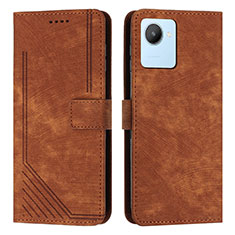 Leather Case Stands Flip Cover Holder Y07X for Realme C30 Brown