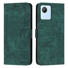 Leather Case Stands Flip Cover Holder Y07X for Realme C30s Green