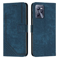 Leather Case Stands Flip Cover Holder Y07X for Realme C35 Blue