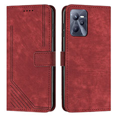 Leather Case Stands Flip Cover Holder Y07X for Realme C35 Red